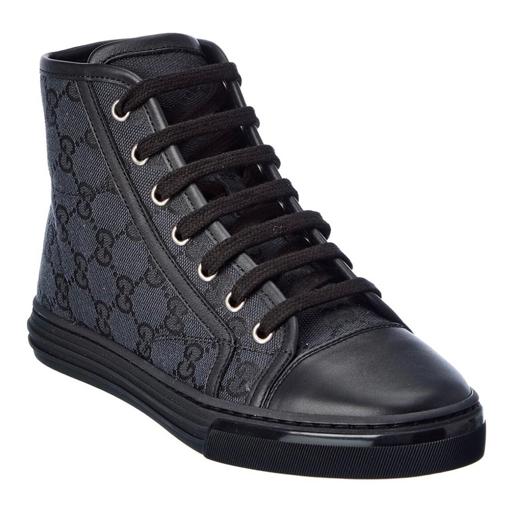 GUCCI • GG Canvas & Leather High-Top Sneaker